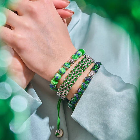 Laubfrosch-Glieder | Original Kismet Armband | Grün x Silber